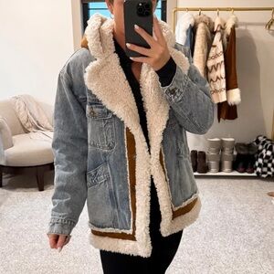 Free People Magnolia Sherpa Lined Denim Jacket